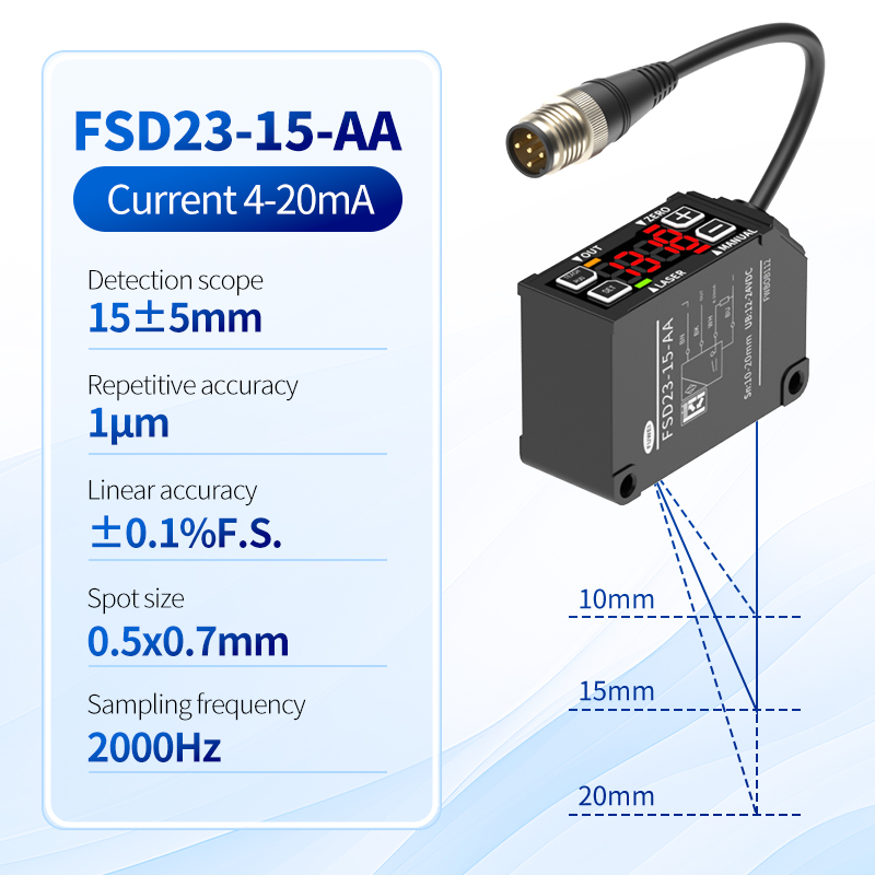 Sensore di spostamento laser serie FUWEI FSD23 nella misurazione di precisione dell'altezza dello stampo