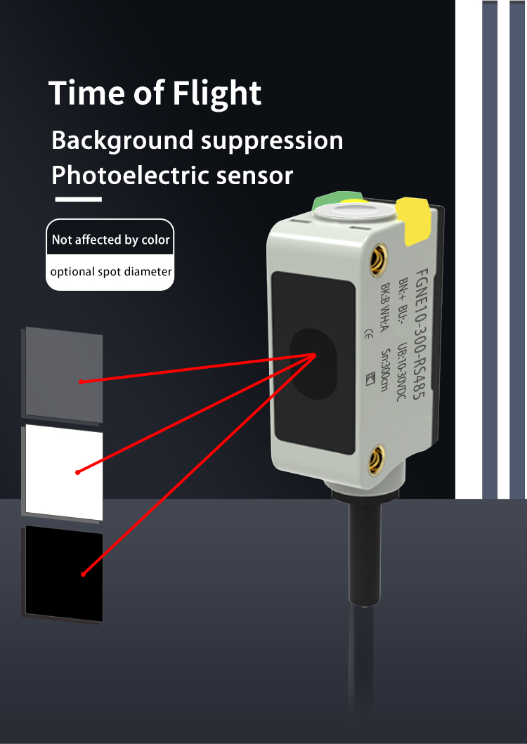 Sensore fotoelettrico di soppressione dello sfondo TOF FGNE10-300-RS485: il nuovo punto di riferimento per il rilevamento fotoelettrico compatto affidabile