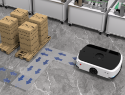 Robot di sollevamento AGV nella movimentazione delle piastre in alluminio